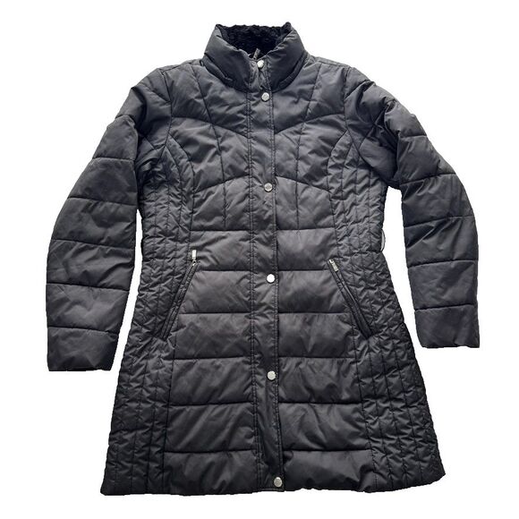 Laundry by Design Jackets & Blazers - Laundry By Design Long Quilted Puffer Coat Black Faux Fur Hood Women's L Good